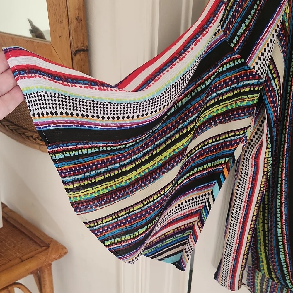 Chenault Colorful Striped Blouse with Tie-Front - Picture 3 of 5